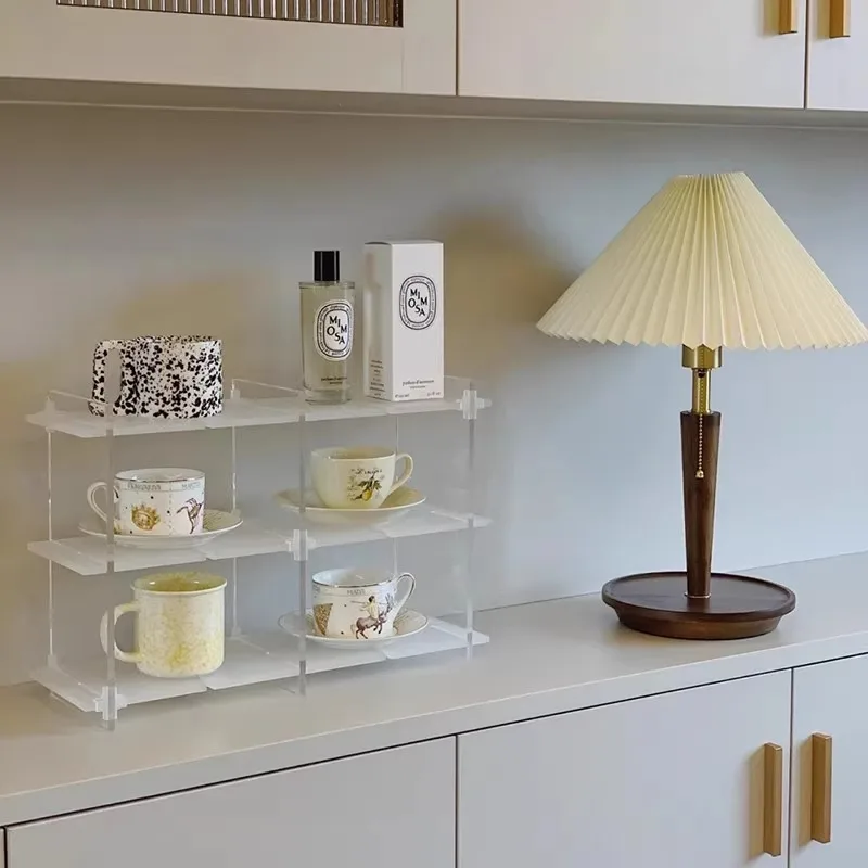 

Acrylic Dustproof Organizer Ins-Style Desktop Cup Holder Adjustable Colored Storage Rack Customizable Small Item Organizer
