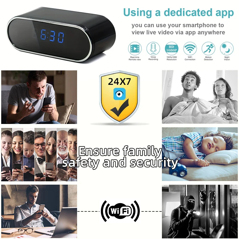 Mini reloj con cámara Full HD 1080P, Control inalámbrico Wifi, visión nocturna IR, videocámara DVR, Monitor de vigilancia del hogar, vídeo