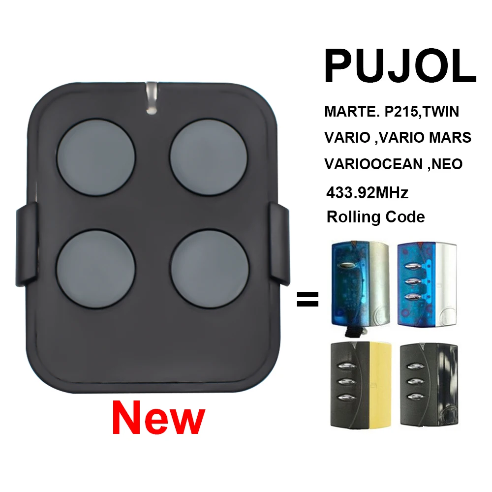 PUJOL Garage Remote Control Door Opener 433.92MHz Manual Transmitter Pujol Remote Control Replacement Door Control