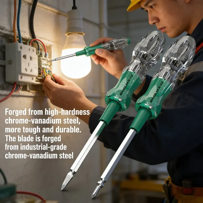 Strong Torque Double-Headed Screwdriver 100-500v Voltage Tester Pen Detector Removable Phillips Flat-head Screwdriver Tools