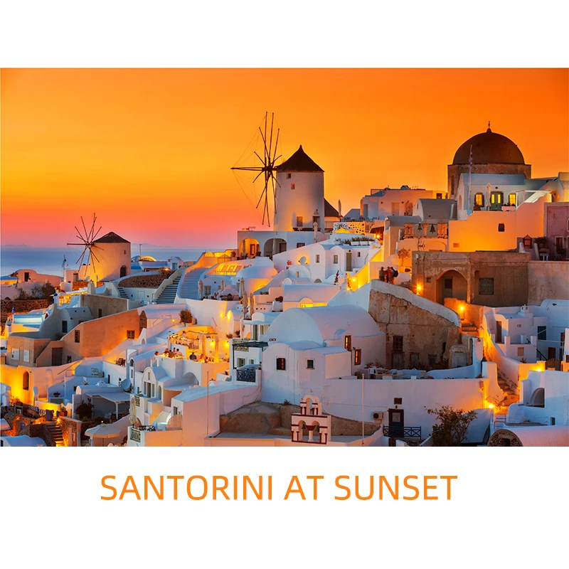 150 sztuk Mini probówka puzzle Santorini o zachodzie słońca zabawka dekompresyjna lodówka gra logiczna dekoracja rodzinna