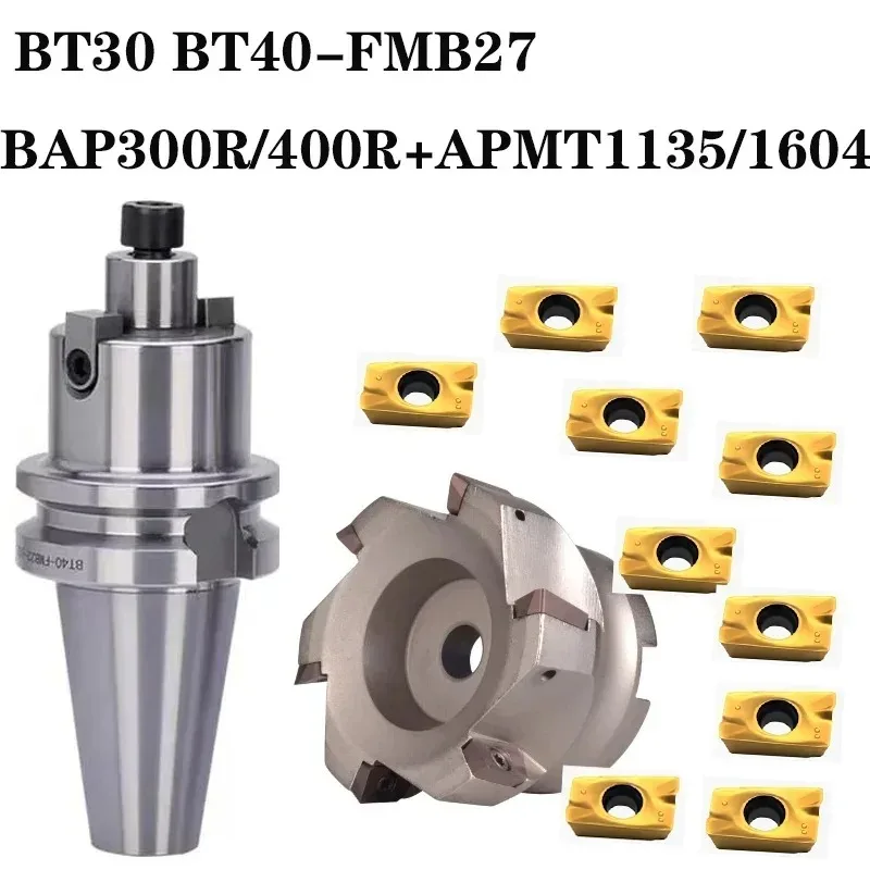 

1set BT30 FMB27 BT40 FMB27 Toolholders+ 1PCS BAP300R/BAP400R+10pcs APMT1604/APMT1135Carbide Inserts for CNC Lathe Face Endmill
