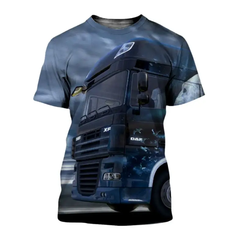 2023 Ordinary Casual Truck Summer Men\'s Shirt 3D Printed T-shirt Short-sleeved T-shirt British Fashion Men\'s Shirt Top 6x