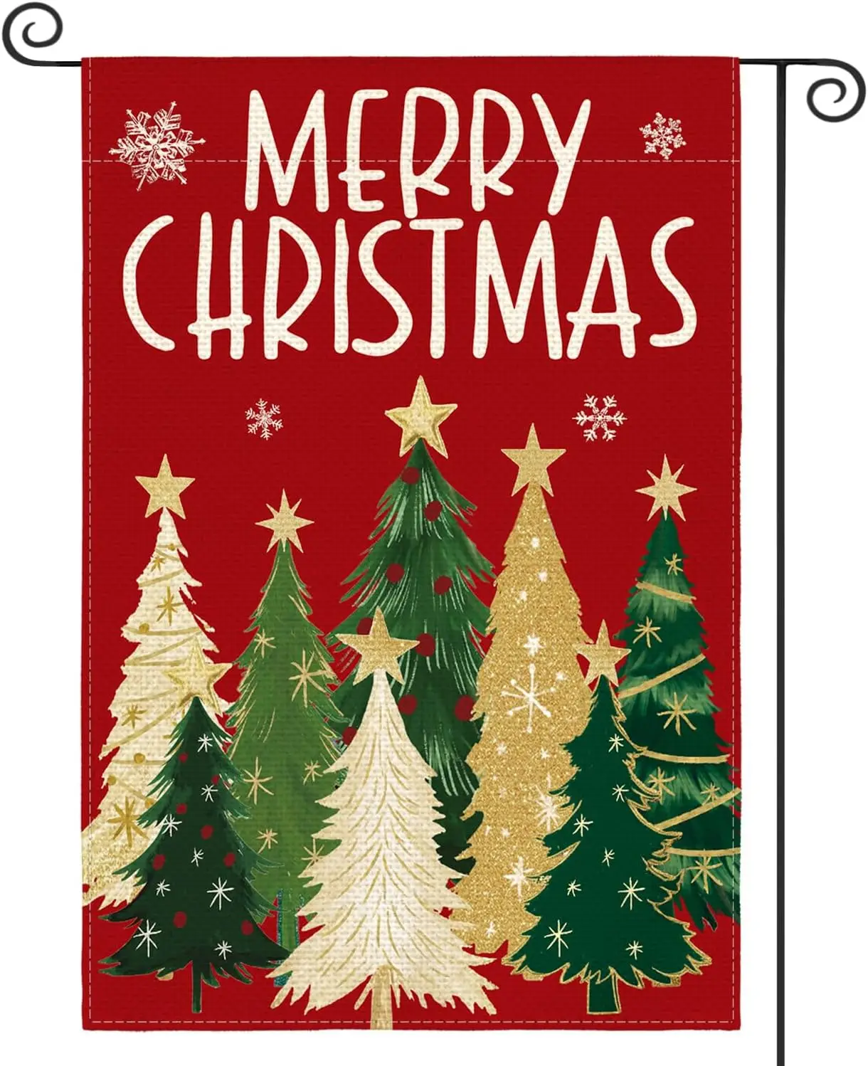 AVOIN colorlife Merry Christmas Garden Flag 12x18 Inch Double Sided Outside, Christmas Trees Winter Holiday Yard Outdoor Fla PPZ