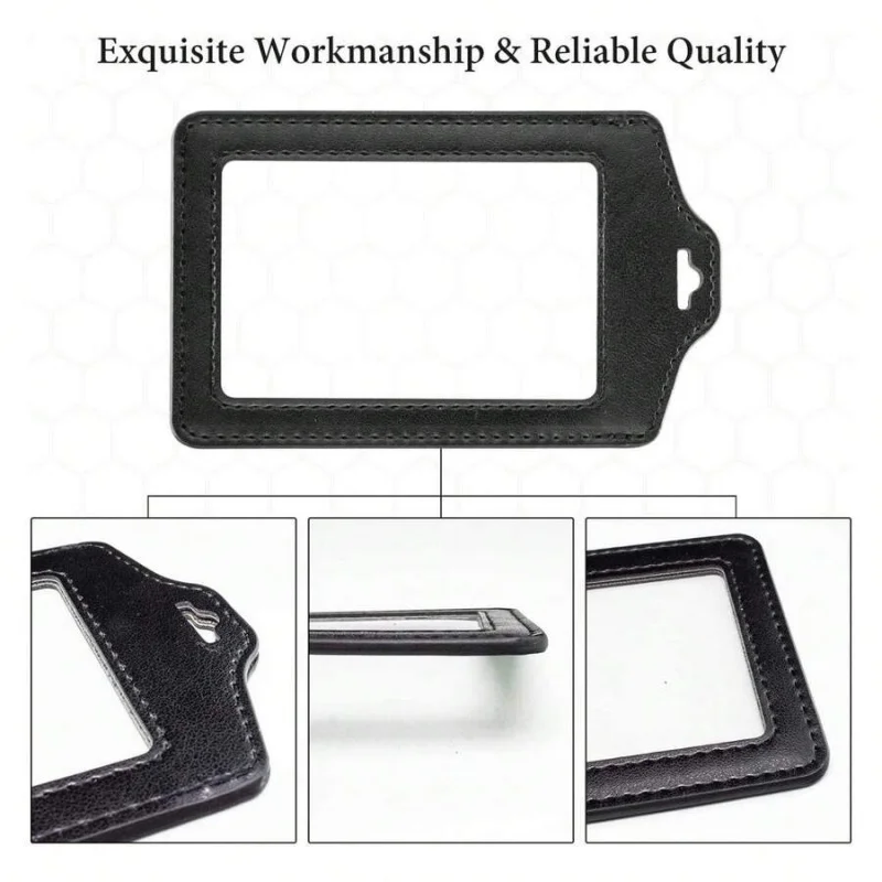 Lanyards For Id Badges Black Lanyards For Cruise Ship Cards Lanyard With Leather Id Holder (2Pcs) image 4