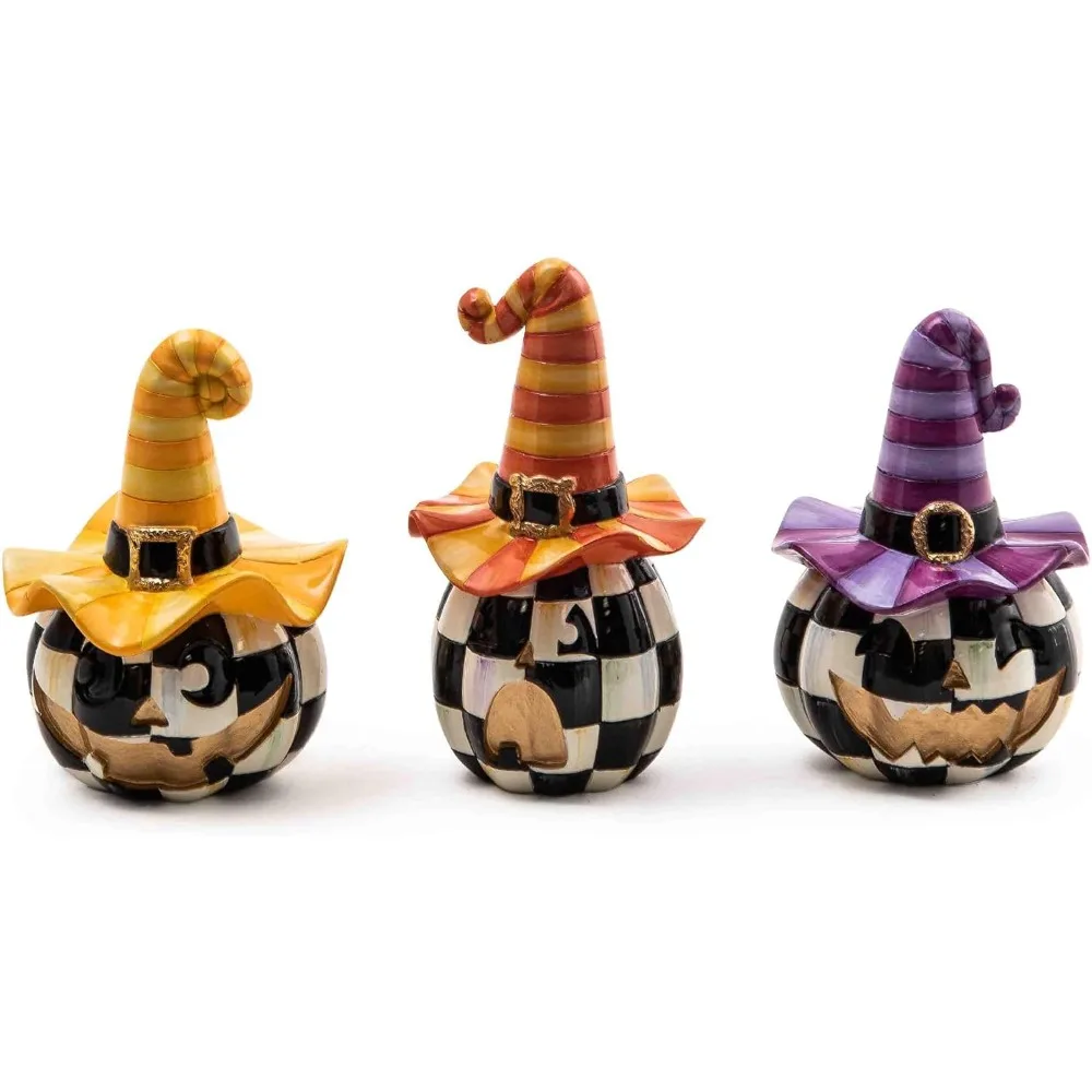 

Mini Happy Jack Pumpkins, Resin Halloween Decor for Home Decoration, Set of 3
