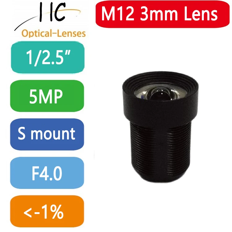 5 MegaPixel M12-Mount 3.0mm short-focus 1/2.5'' board lens F4.0 fixed Iris FA/Machine Vision lens,very low distortion
