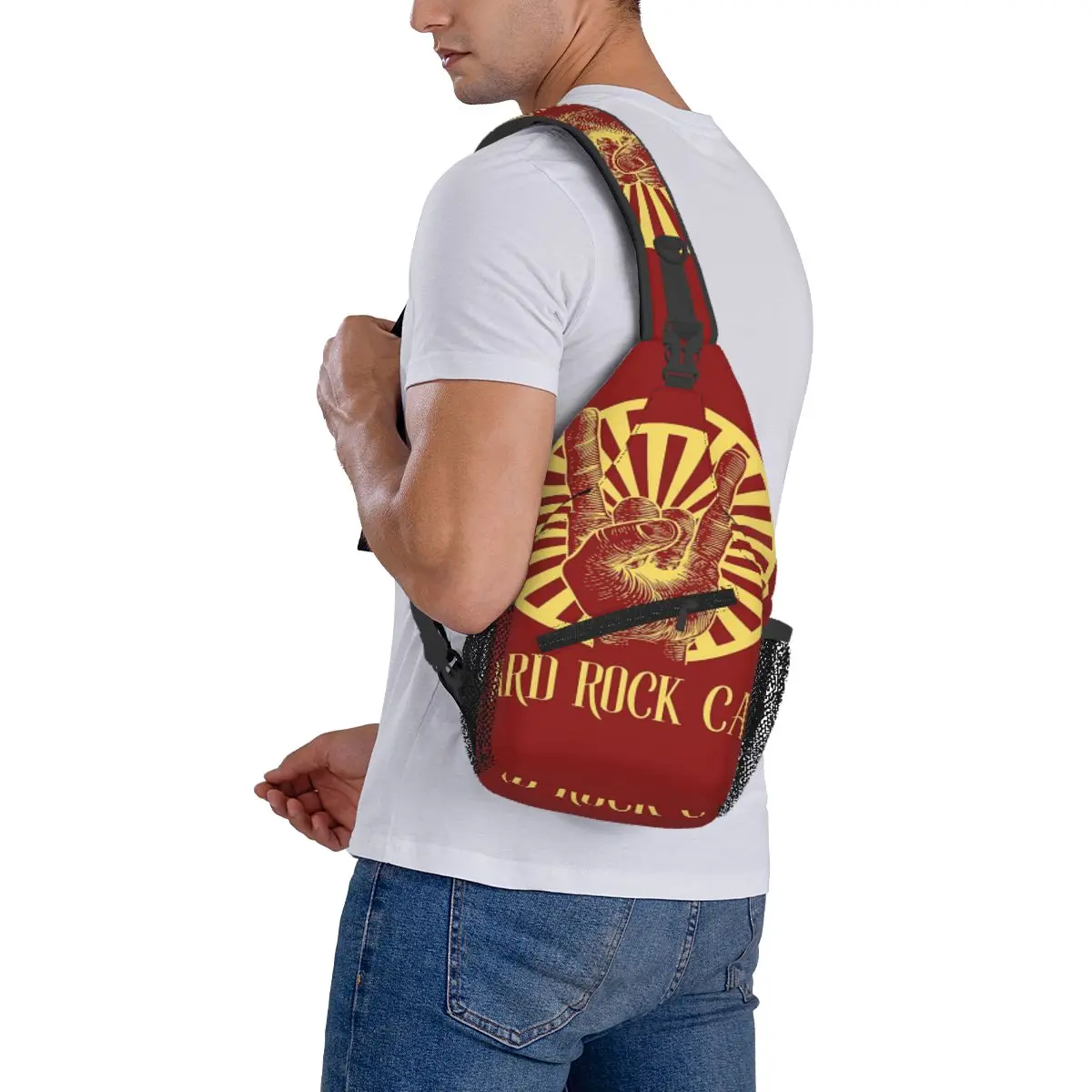 Hardrock Cafe Borsttas Vakantie Met Rits Mesh Tas Uit Cross-Borst Tas Multi-Stijl