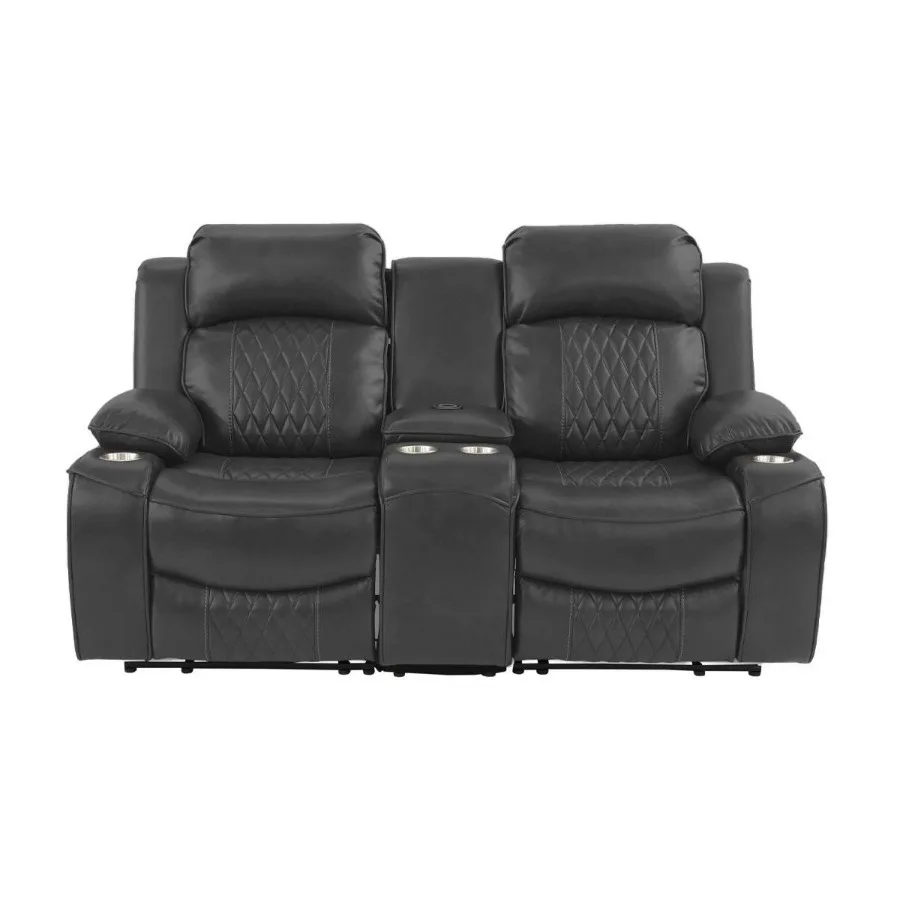 Power Motion Loveseat 1 قطعة أذرع تخزين جل الفحم المعاصر مع حامل الكأس أثاث غرفة المعيشة