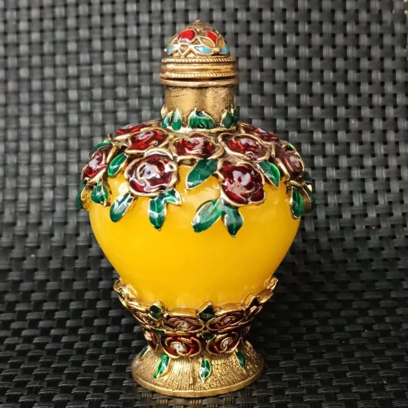 Botella de rapé de imitación tibetana antigua, adornos de artesanía de cloisonné desgastados, bendición a la vista, miscelánea