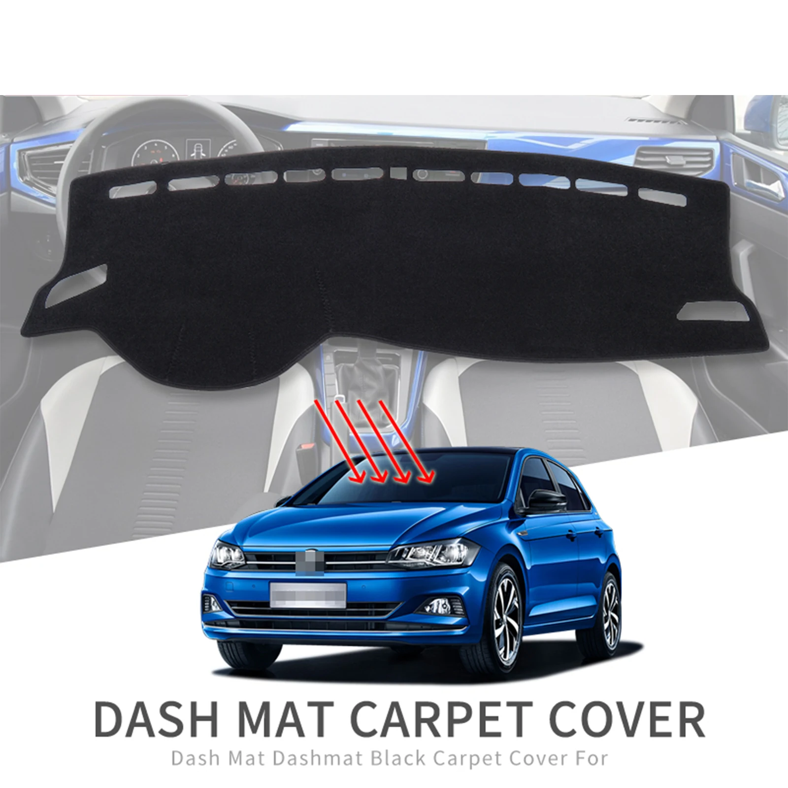 

for Volkswagen VW POLO MK6 2018 2019 2020 2021 2022 Car Dashboard Mat Sunshade Protective Carpet Dash Mat Dashmat