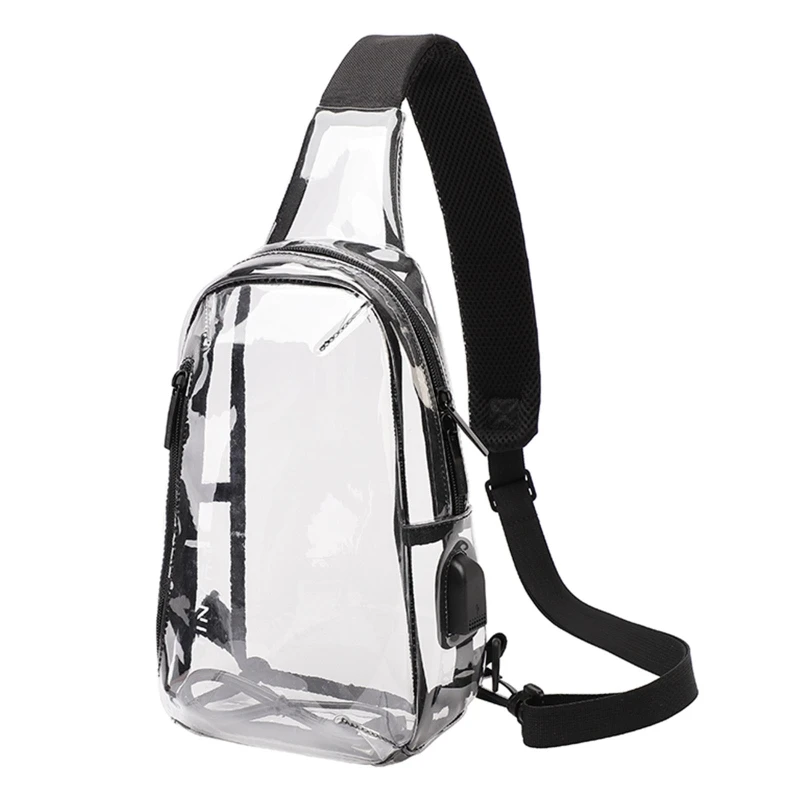 Clear Sling Bag PVC Crossbody Shoulder Bags Transparent Casual Chest Phone Pouch for Women Men