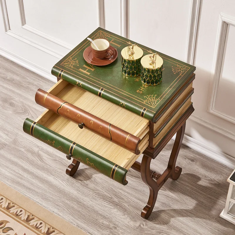 British book shape side table French sofa corner  retro painted small coffee  two bucket