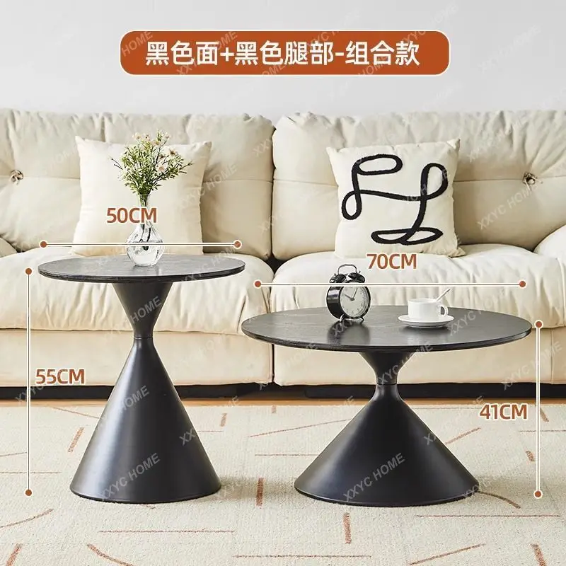 Nordic Cream Style Round Coffee Table Household Guest Modern Solid Wood Homestay Simple