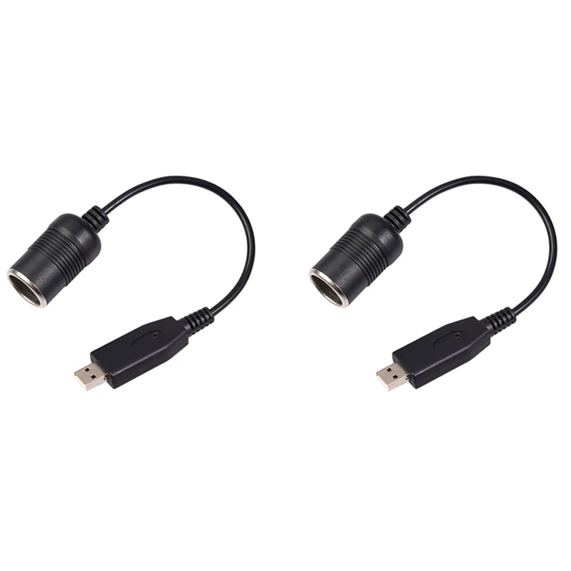 2X Wired Controller Converter Adapter USB Port To 12V Car Lighter Socket Female Power Cable For Xiaomi Power Bank