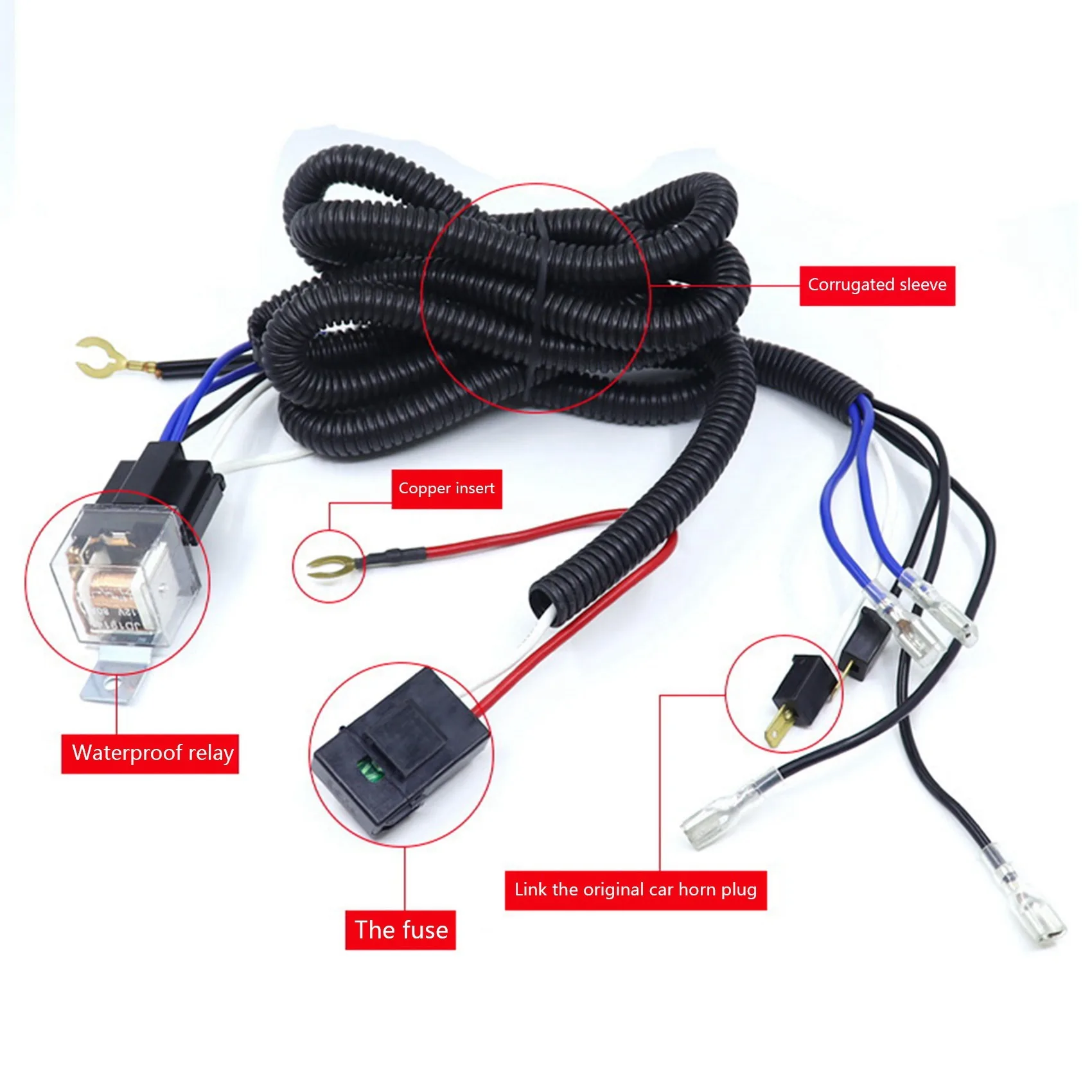 12V Car Horn Wiring Harness Car Snail Horn Conversion Automotive Relay Harness Universal Automotive Speaker Harness