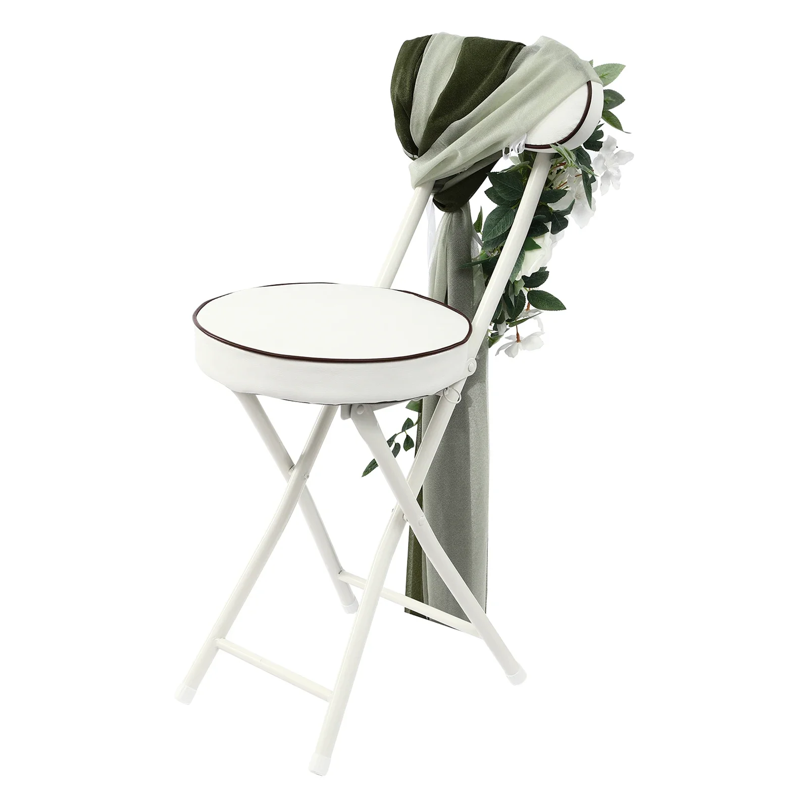 6 PCS Wedding Chair Decoration with Ribbon Bows & Forest Green Draping Fabrics 3-in-1 Set for Wedding Birthday Party Celebration