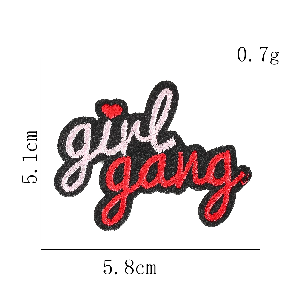 Feministischer Slogan-Aufnäher zum Aufbügeln, Cool Girl Gang-Slogan, bestickter Aufnäher zum Aufnähen, Street-Style-Applikation für T-Shirts, Hoodies, Jeans – Detail 6
