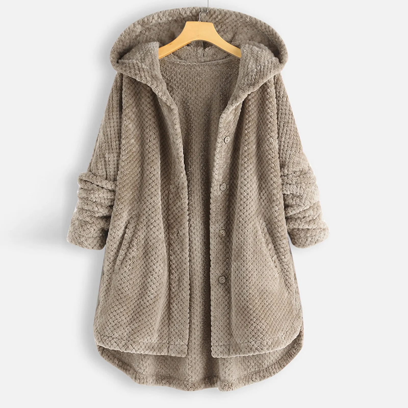 Felpe con cappuccio donna Plus Size bottone peluche top con cappuccio cappotto di lana sciolto giacca invernale tenere calde tasche felpe top