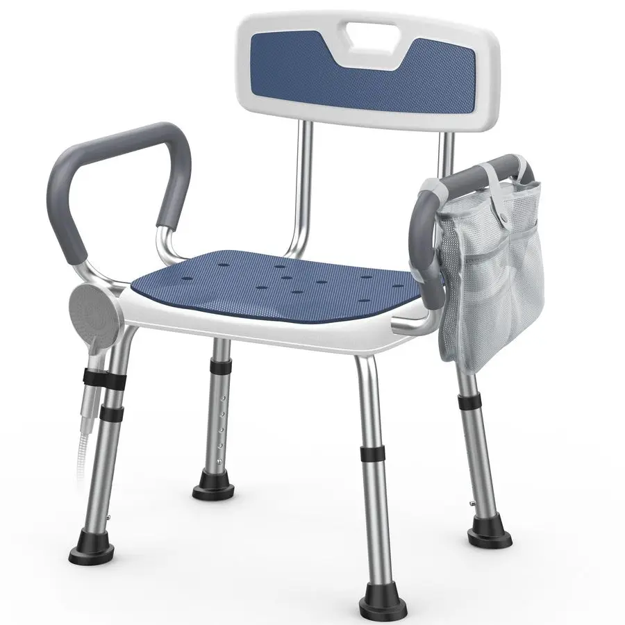 

Chair for Elderly and Disabled 450 lbs Adjustable Height Shower Seat for Inside Shower with Padded Wide Arms amp Back, Heavy Dut