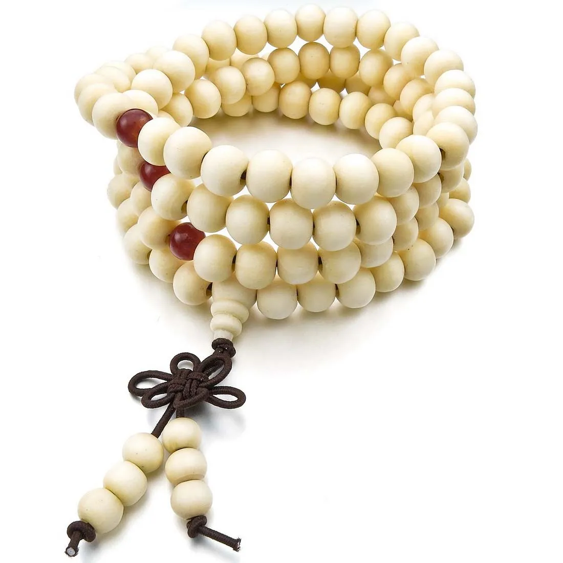 8mm Wood Necklace Tibetan White Sandal 108pcs Bead Buddhist Prayer Bracelet Man, Woman