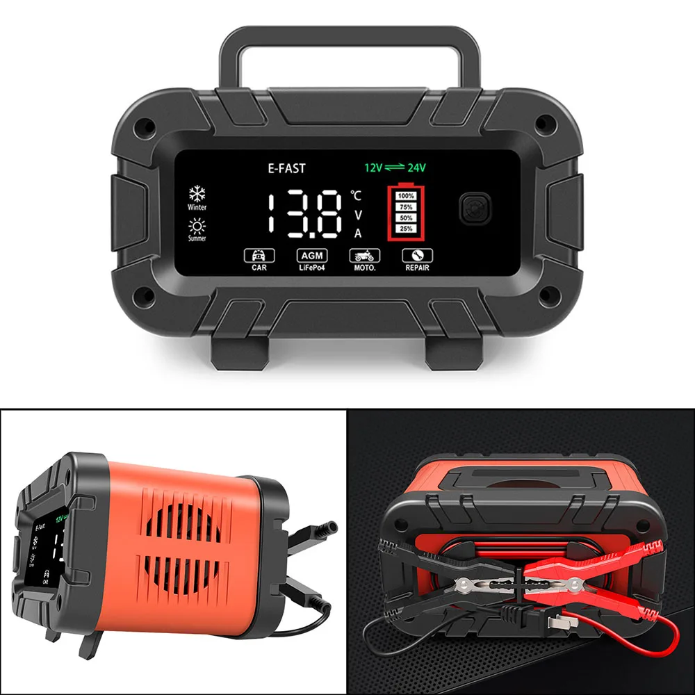 LED Display 10A High Power 12V 24V Multifunctional Car Battery Charger Pulse Repair Battery Charging For Motorcycle SUV Truck