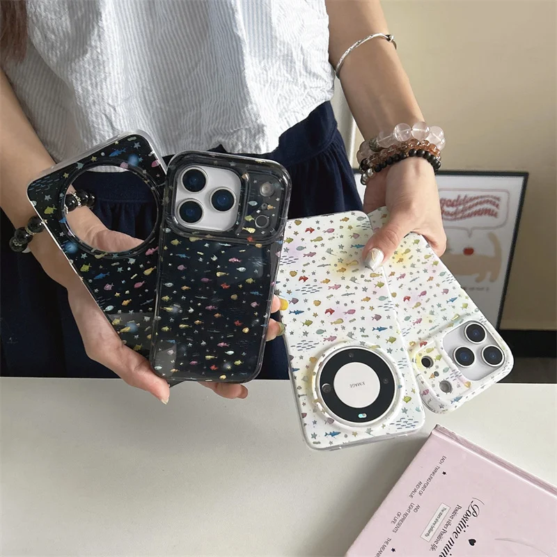 حافظة هاتف على شكل سمكة ذهبية صغيرة ملونة لطيفة لهاتف آيفون 17 برو 14 15 16 برو ماكس حافظة كرتونية مضادة للصدمات للفتيات #5