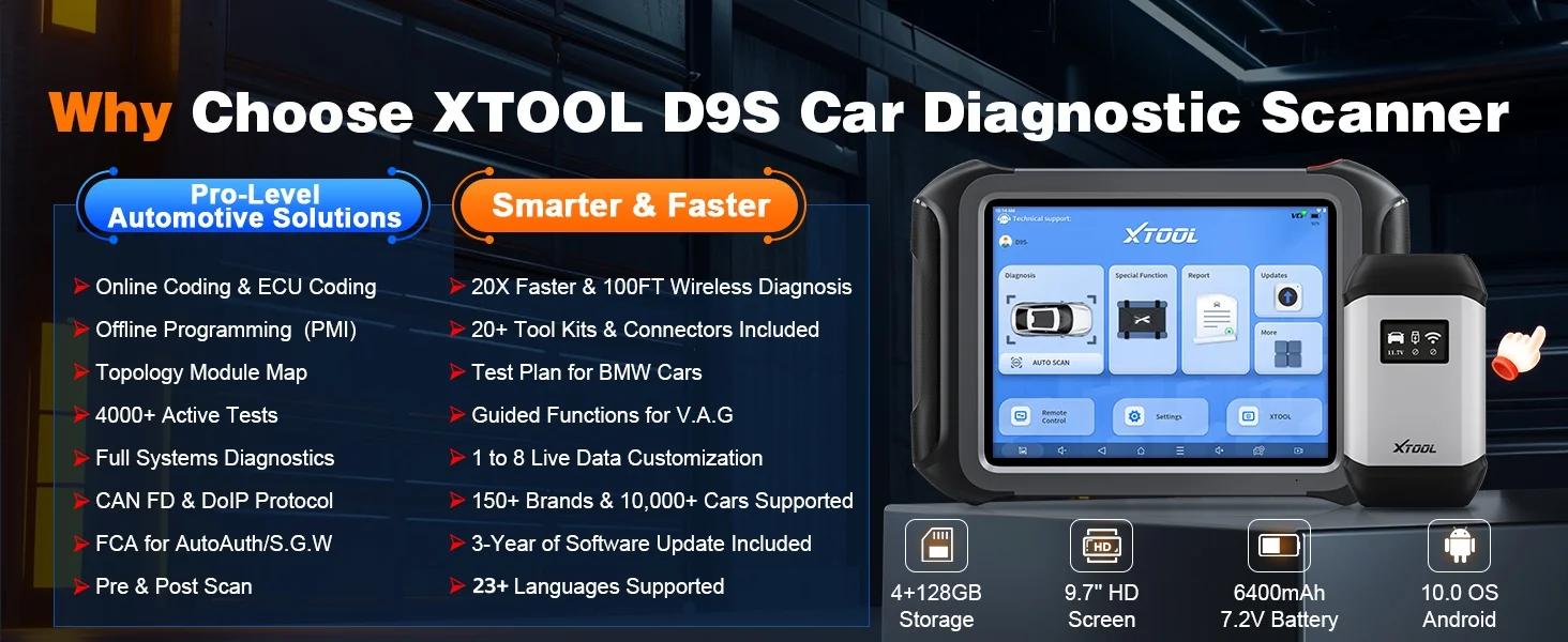 2026 XTOOL D9S BT Automotive Scanner Schlüsselprogrammierer ECU-Codierung OBD2-Diagnose Topologie-Karte mit 45+ Resets FCA SGW DOIP CANFD – Detail 3
