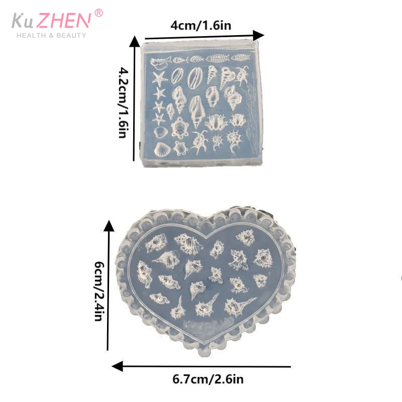Moule 3D en Silicone pour décorations d'art d'ongle, bricolage, modèles de conception de conque, moule pour ongles, bijoux artisanaux, outil de moule pour ongles transparents