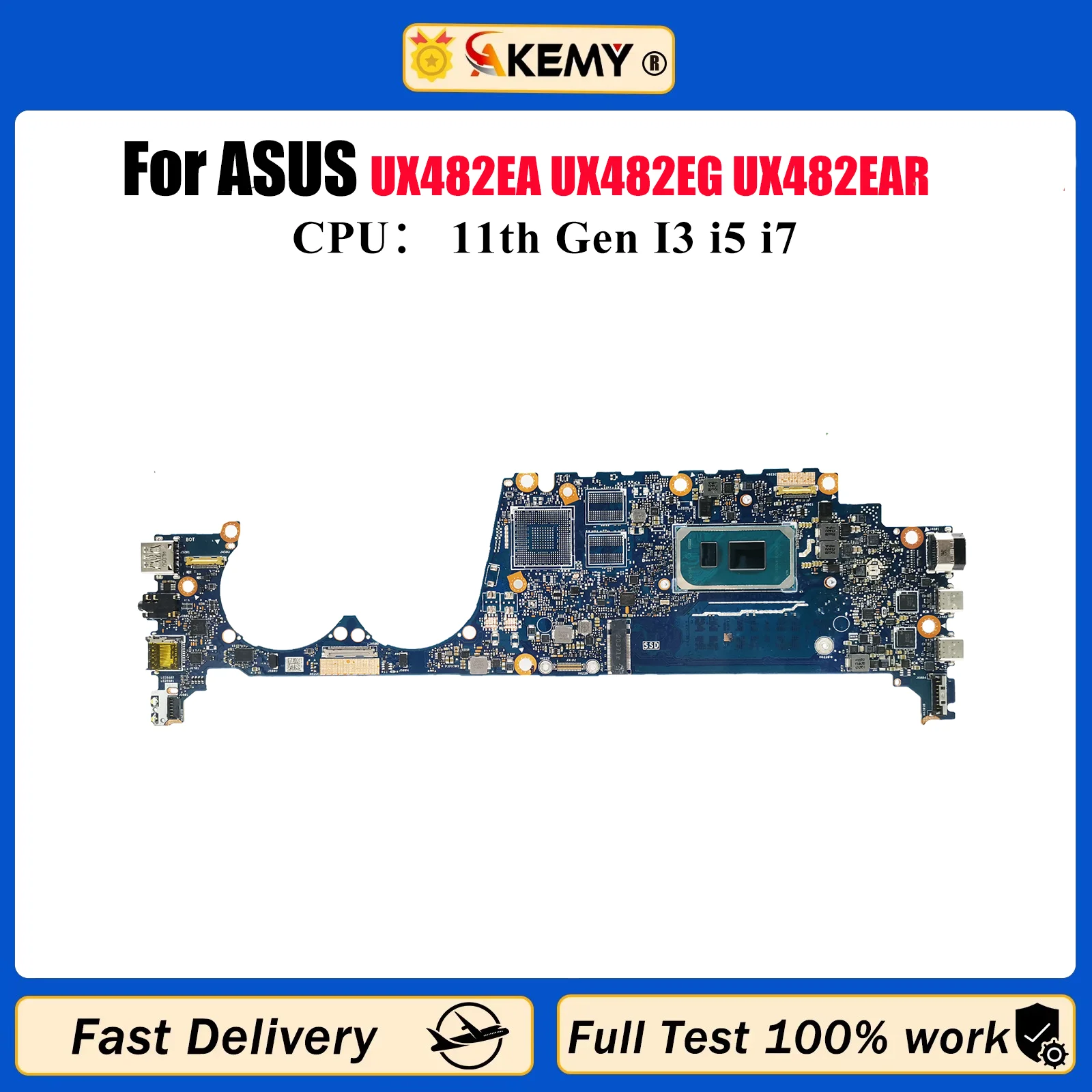 

UX482EA Laptop Motherboard For ASUS UX482E UX4100E BE482E BX482E UX482EA UX482EG UX482EAR UX482EGR Mainboard 11th Gen I3 i5 i7 U