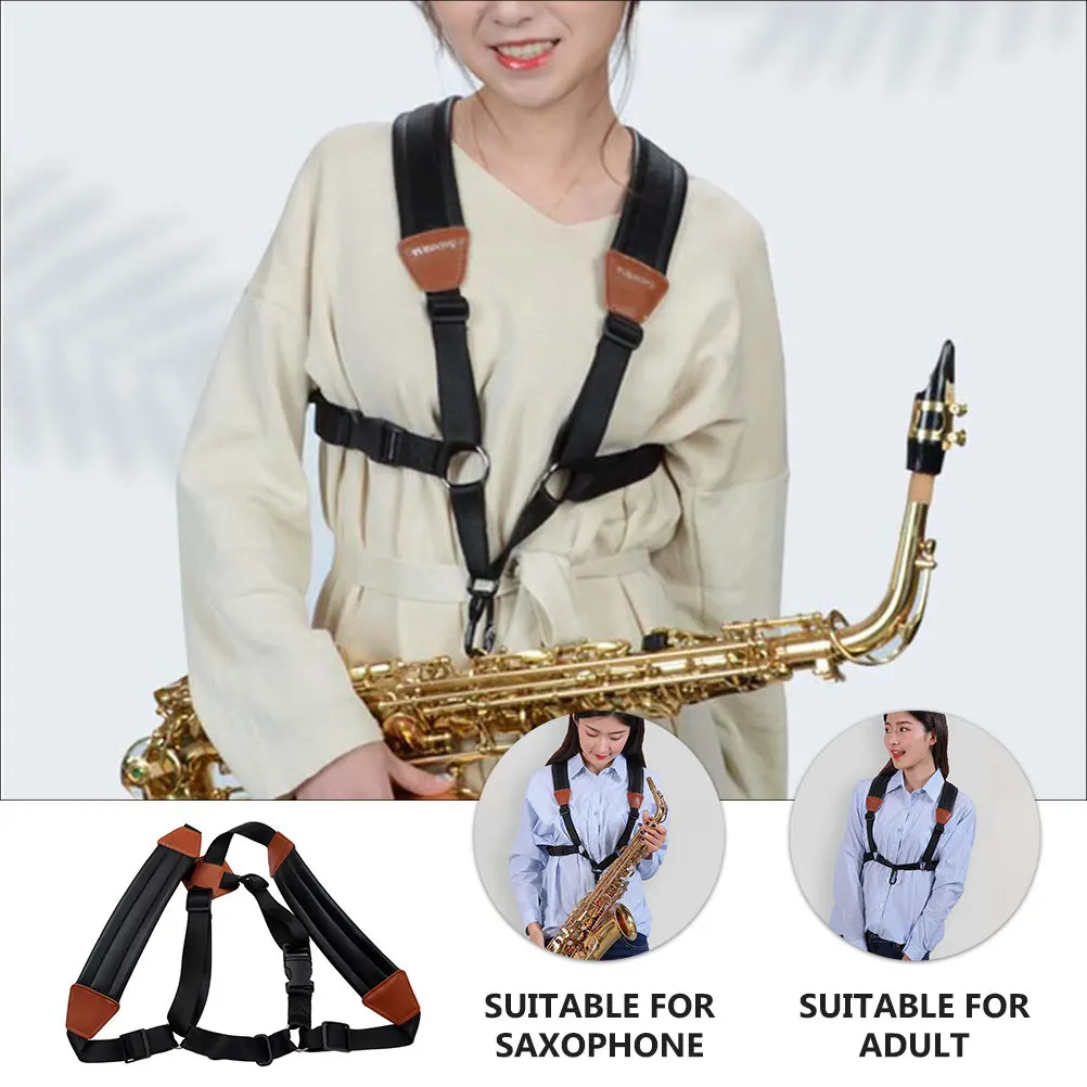 Adjustable Saxophone Shoulder Harness Distributes Weight Reduces Neck Strain Comfortable Padded Mesh Lining Easy Detach