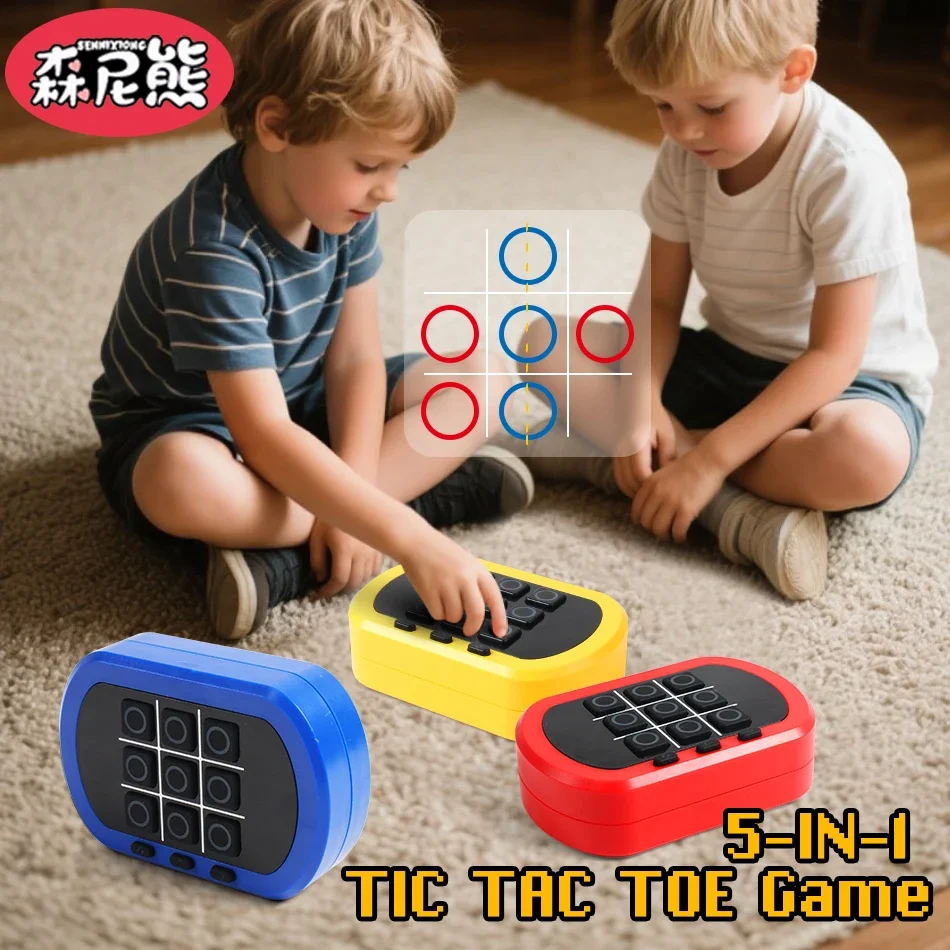 SENNIXIONG 5 en 1 interactivo electrónico Tic Tac Toe juego de mesa consola tablero de ajedrez rompecabezas juguete interactivo niños regalo de vacaciones
