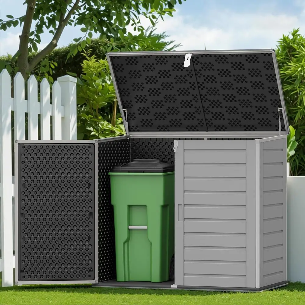 

Upgraded 304 Gallon Outdoor Storage Shed with Lockable Lid for Waterproof Yard, Trash Cans, and Patio Tools