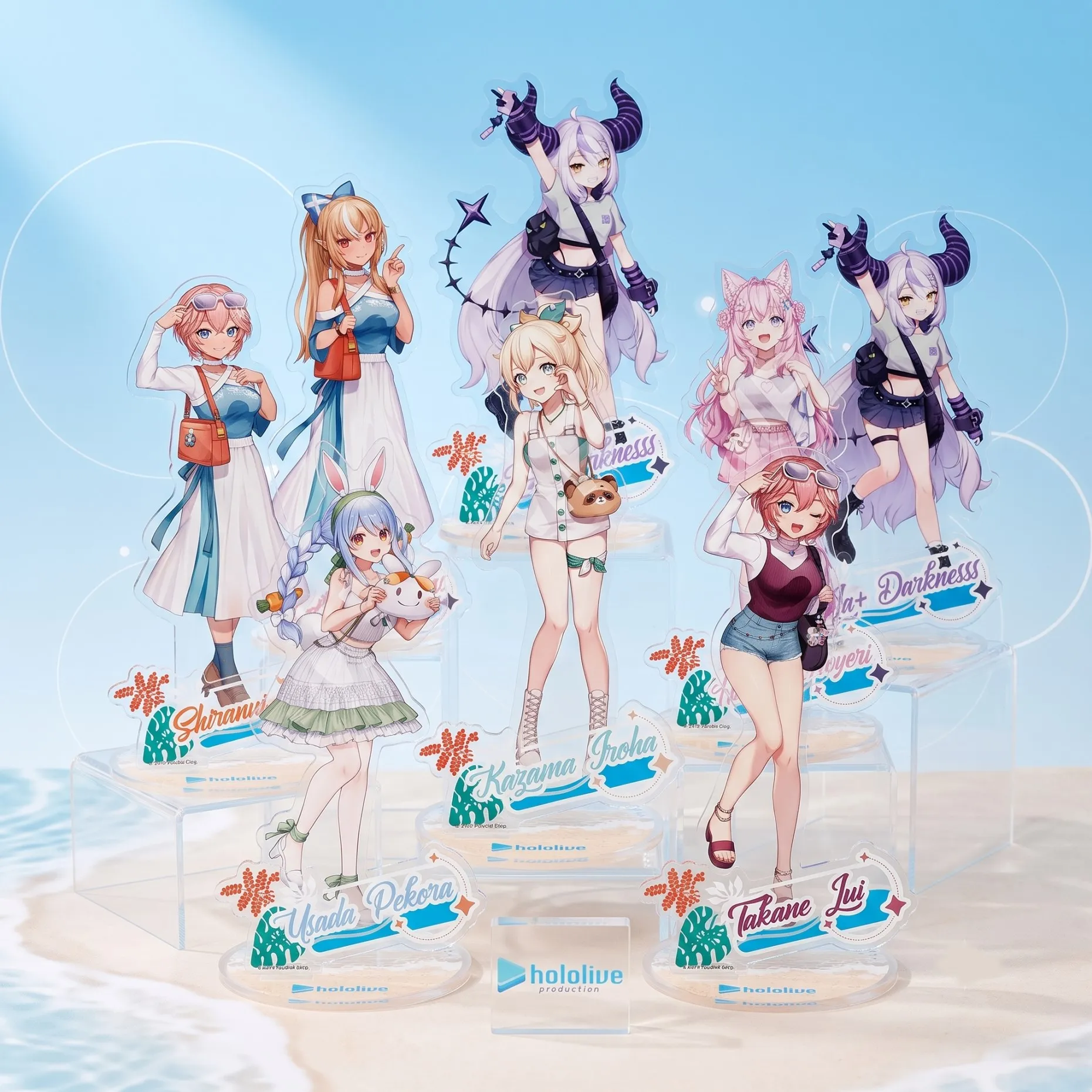 Hololive Usada Pekora 15cm Acrylic Stand Kazama Iroha Shiranui Flare Takane Lui La Darknesss VTuber Beach Keychain