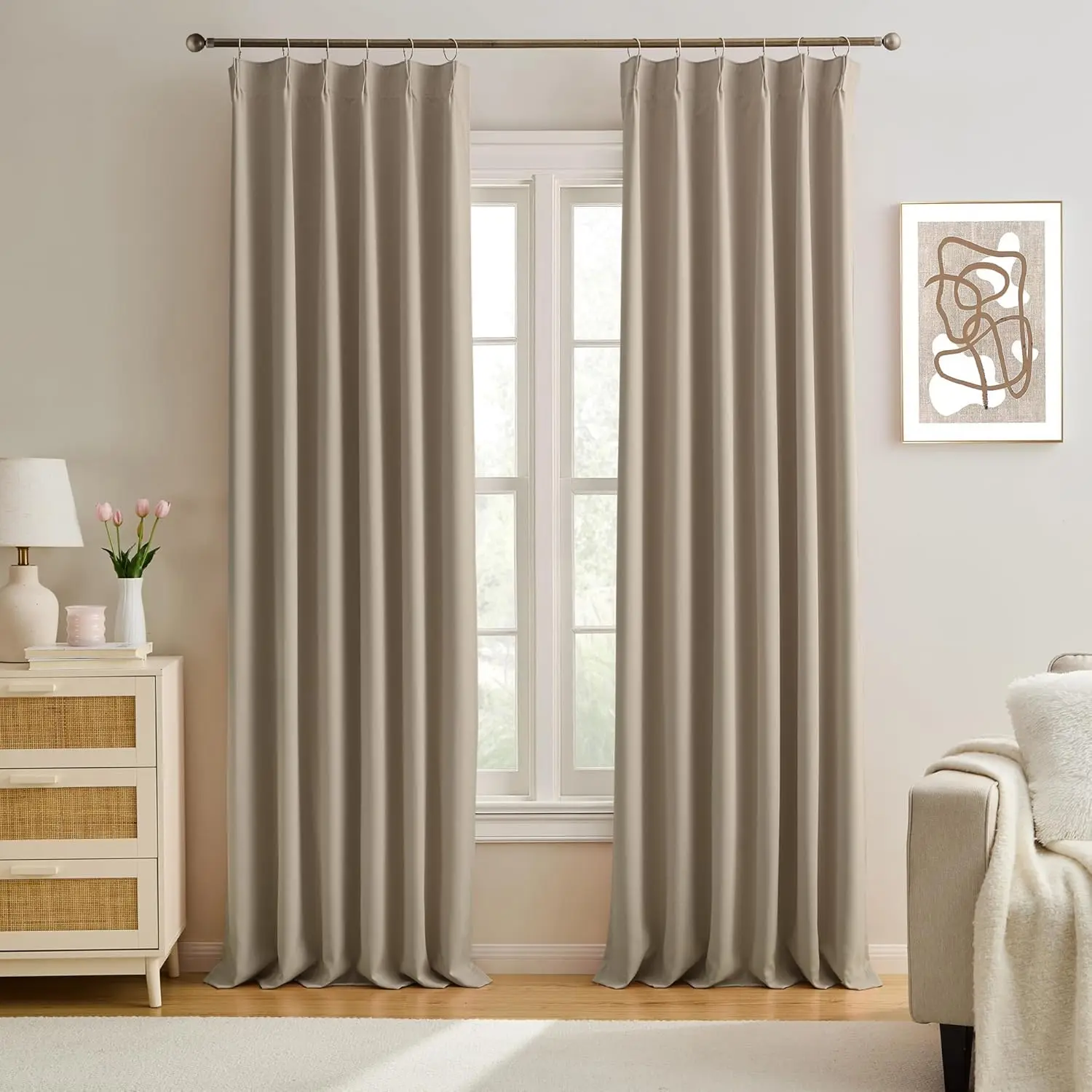 

Pinch Pleated Curtains 144 Inch Long 12 FT Tall Curtains for Living Room Bedroom Thermal Memory Trained Pleated Viral Wi