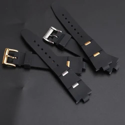 24mm/22mm Silicone Strap Men's Watch Strap Rubber Bracelet Stainless Steel Pin Buckle Sport Replacement Watch Band Watch Parts