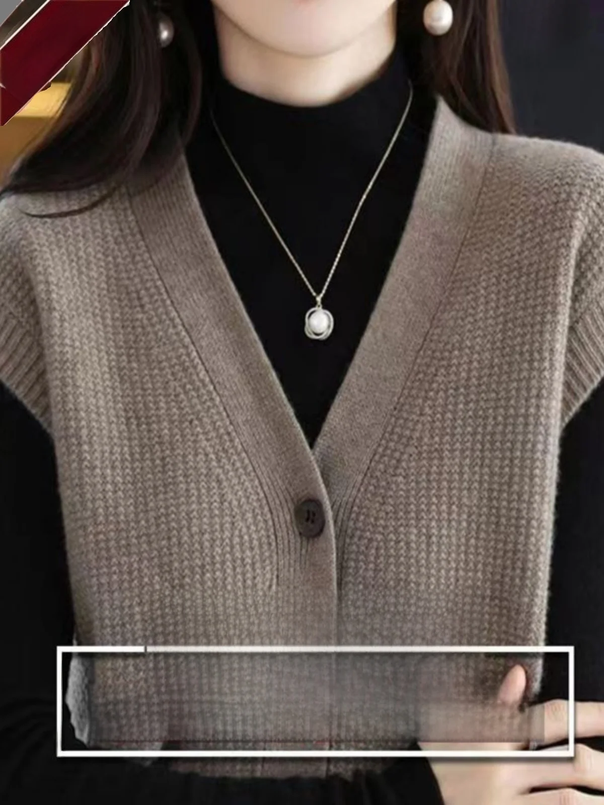 

Женский вязаный жилет-кардиган свободного кроя с V-образным вырезом, универсальный, осенне-зимний, модный, с круглым вырезом, для повседневной носки, однотонный