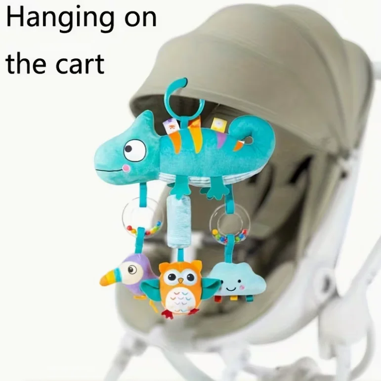 Miękka zabawka-grzechotka w kształcie zwierzątka z kreskówki, zestaw do zabawy sensorycznej, z chrastelnikami i piszczałkami dla dzieci w wieku 0-3 lat, na baby shower i urodziny.