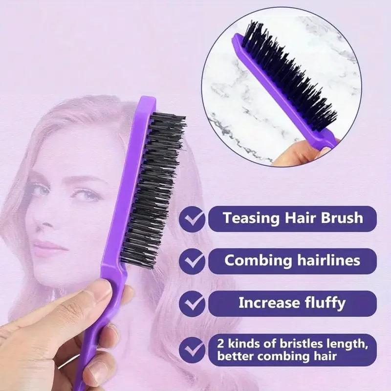 12-Piece Hair Styling Set:Comb&Brush,Rat-Tail Comb,Edge Control Brush,Silicone Scalp Massage Shampoo Brush Hair Styling Tool