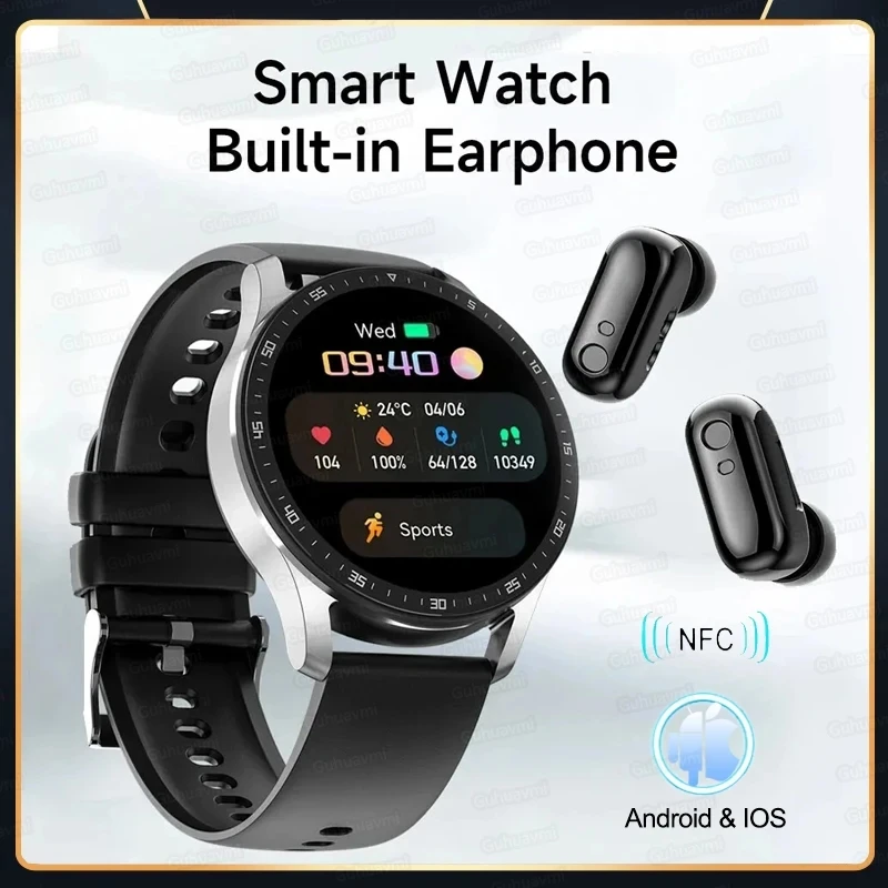 X10 Headset Smart Watch Men TWS 2 in 1 Wireless BluetoothCall Earphone Blood Pressure Heart Rate Testing Health Sport Smartwatch