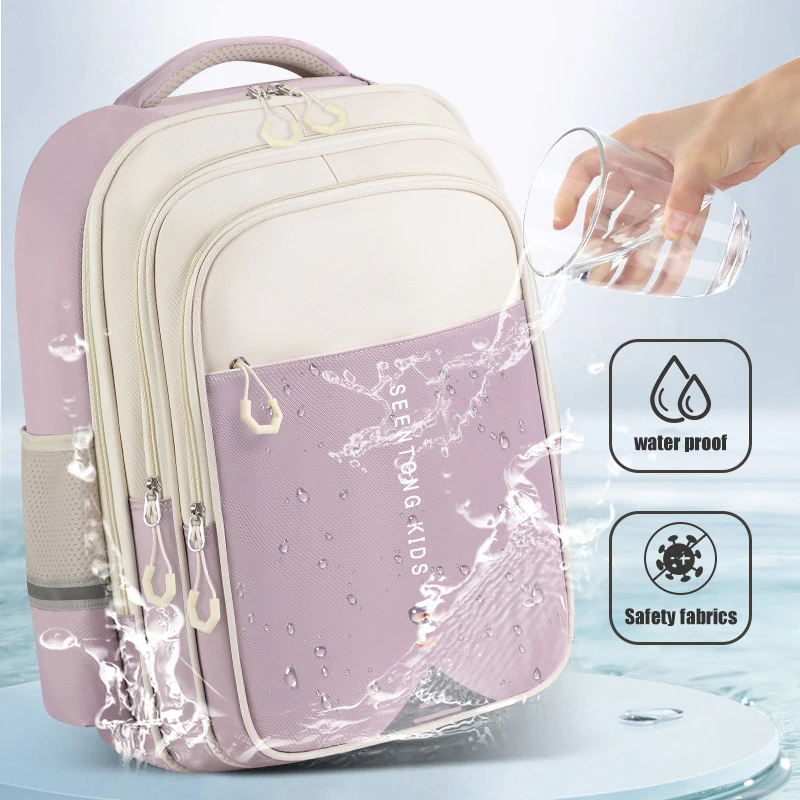 Ransel Sekolah Anak yang Dapat Disesuaikan untuk Anak Laki-laki Perempuan Desain Pertumbuhan Ergonomis Ringan Tas Buku Dasar Tahan Air