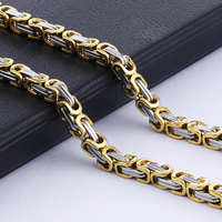 Heavy Byzantine Long Chain Necklaces Stainless Steel Strong Thick Link Chain Necklace Hip Hop Punk Male Jewelry for Men Rapper