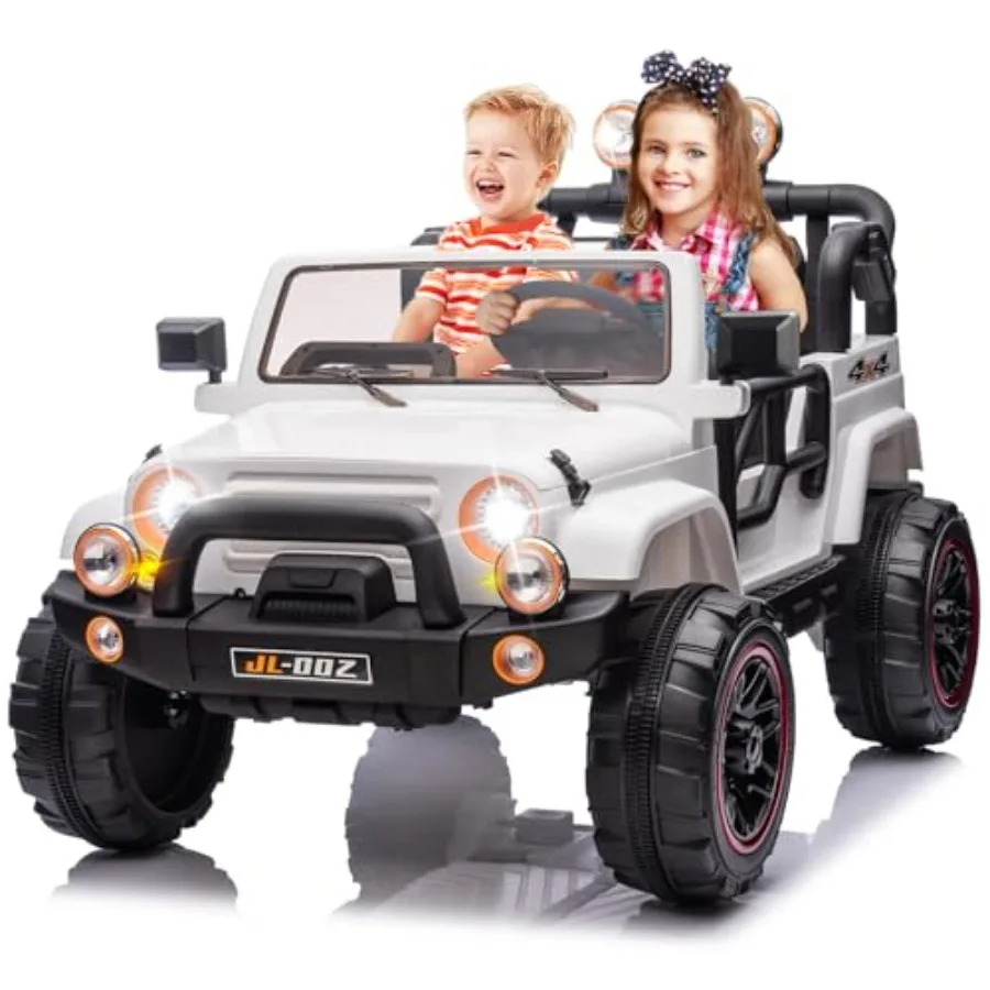 

2 Seater Ride On Truck and Car Cover 12V 's Electric Car with Parental Remote Control Music Bluetooth MP3 Player LED Lights Spr