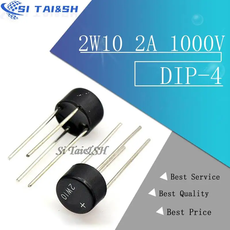 10PCS 2W10 2A 1000V DIP-4 DIP4 bridge rectifier new and original IC