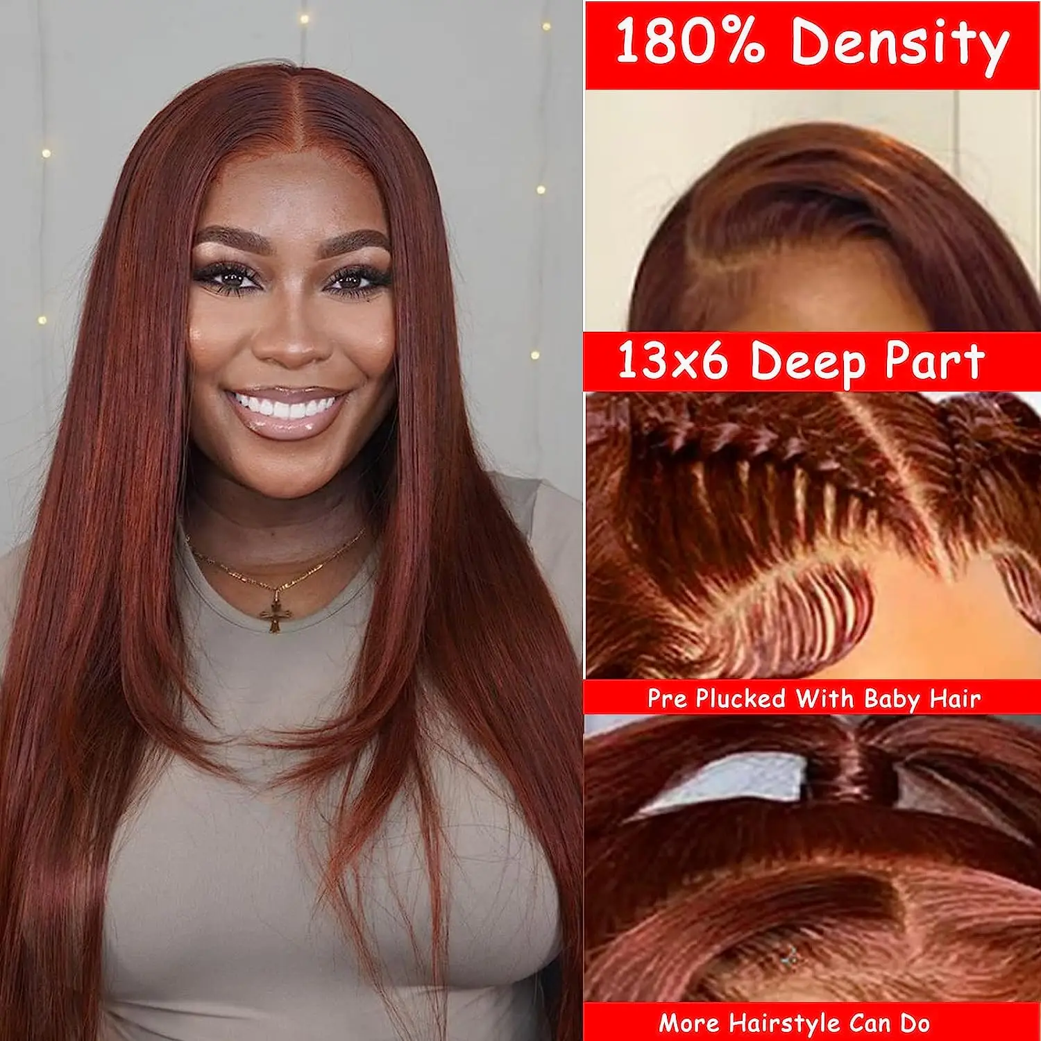 Reddish Brown Hd Lace Wig 13x6 Human Hair Pre Plucked 13x4 Straight Lace Front Wig Dark Red Brown Full Lace Frontal Wig 40 Inch