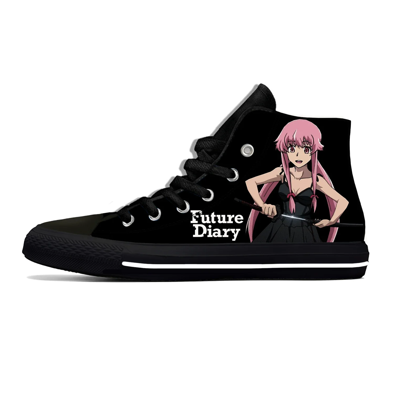 Zapatos de lona con estampado 3D para hombre y mujer, zapatillas deportivas de tela ligera, transpirables, estilo Anime The Future Diary, a la moda