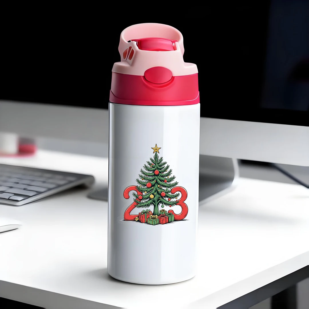 

304 Stainless Steel Insulated Cup Cartoon Christmas Tree Design Childrens Straw Cup 2023 Holiday Gift Edition Warms Up Childho