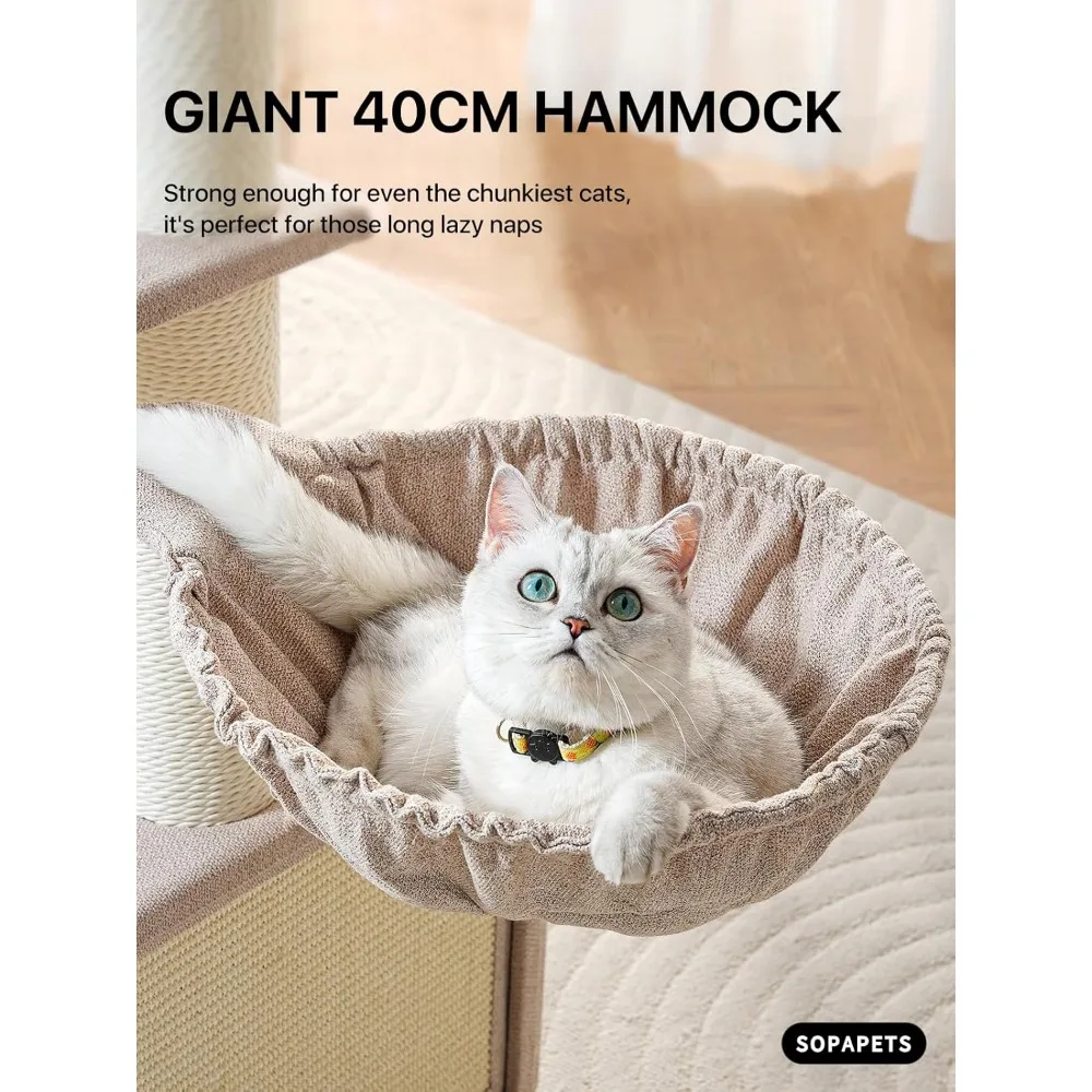 Torre moderna e resistente para gatos grandes internos com mais de 20 libras e postes de sisal