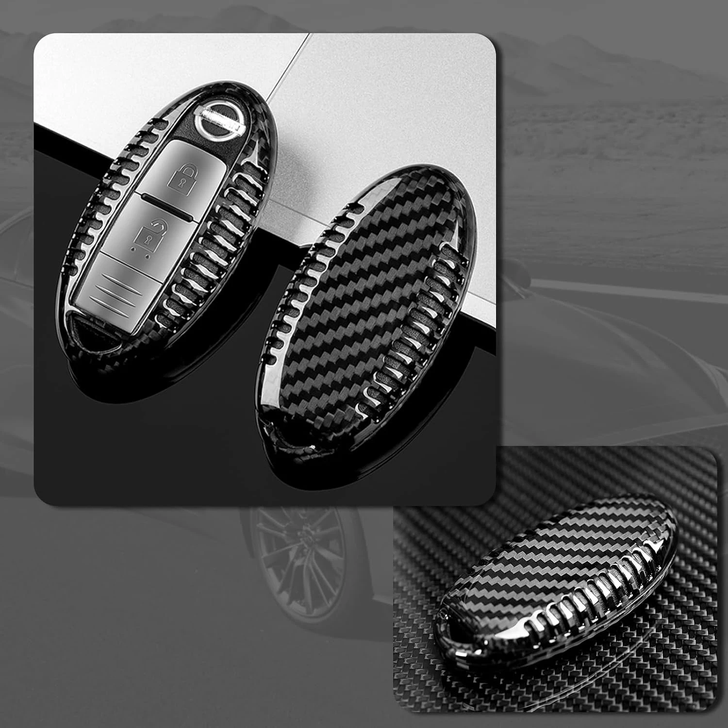 Carbon Fiber Key Fob Cover for Infiniti QX80 Q70L QX60 QX56 Luxe Sensory Key Fob Case for Nissan GTR Nismo Smart Key Accessories