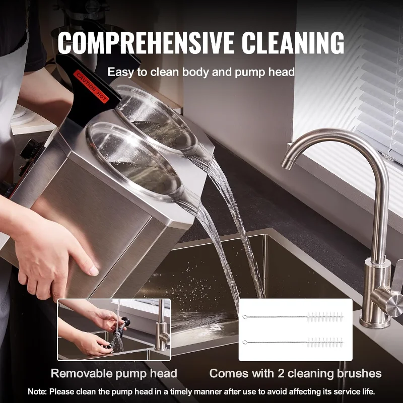 موزع كهربائي VEVOR مع مضخات، سخان حلوى ساخن تجاري 2.3 × 2 كيو تي، مضخات مزدوجة ساخنة من الفولاذ المقاوم للصدأ، درجة حرارة 86-230